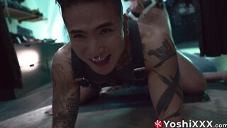 Leon Chevalie returns the favor and fist and dildo fucks Asian Yoshi Kawasaki