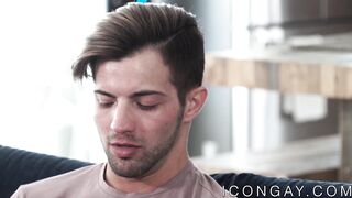 Young jock Casey Everett sliding on big stepdaddy cock