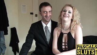Voluptuous babe lets a maledom spit on her face and fuck her
