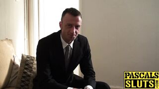 Submissive Nicola swallows loads of cum from Pascal White