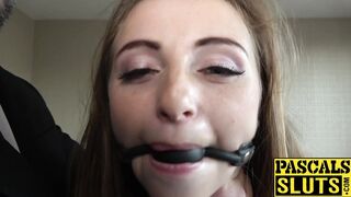 Petite Lady Bug fucked in the face before anal penetration
