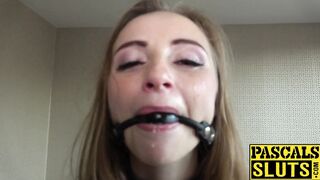 Petite Lady Bug fucked in the face before anal penetration