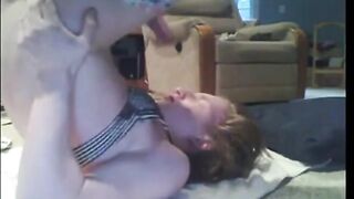 Sissy cums on self while dressed up