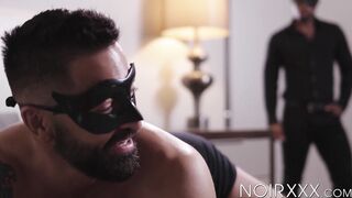 Buffed DeAngelo Jackson fucks Dominic Pacifico hard on his back until cumshot