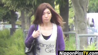 Japanese angels taped peeing out in the open spots