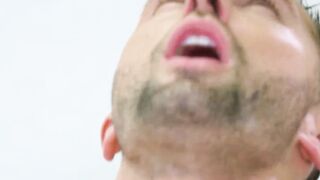 Muscled stud Zario Travezz cleanse my handsome face with his sticky load