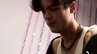 Twinks smoking glory hole pleasure with huge hard cock