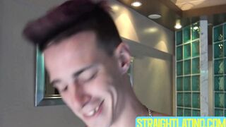 Inked guy Tattoo Boy strokes his cock intensely after a short photoshoot