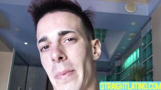 Inked guy Tattoo Boy strokes his cock intensely after a short photoshoot