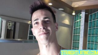 Inked guy Tattoo Boy strokes his cock intensely after a short photoshoot