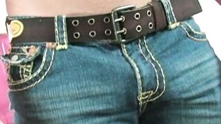 Muscular masked stud jerks off his cock for some money