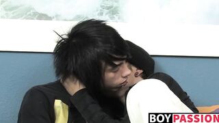 Wild young gay Nicky dick sucked before fucking cute twink