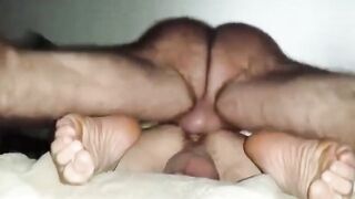 Hairy Daddy Breeds Boy from Below