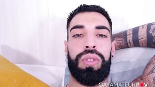 Inked muscular Yah Jil soaps up his muscular body and plays his long uncut thick dick