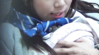 Japanese schoolgirl playing with her juicy pussy