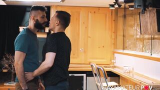 Horny bearded John Ander gave his buddy smooth Ethan Chase a deep ass pounding