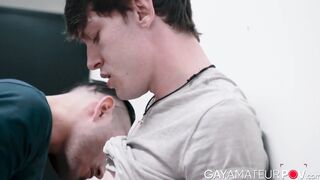 Slutty twink Edward Terrant rides big dick until he gets facial from muscular Edward