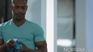 I caught blonde Zeno Rey masturbating so I offered my huge dick for him to play with