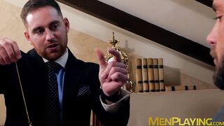 Classy businessmen seal the deal with cock in ass