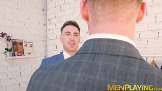 Hardcore businessmen hammer ass after throat fucking