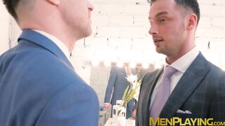 Hardcore businessmen hammer ass after throat fucking