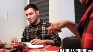 DaddiesPorno.com - Young stepson submits to his stepdaddy after a fine dinner
