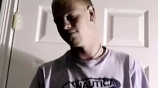 Blond amateur jerks off and cums in mature gays mouth