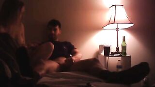 Topless sister jerks me off while watching Netflix