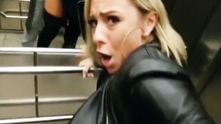 Public Quickie inside Leather Jacket