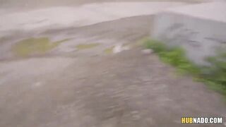 Mia Rose pulls her Covid mask down to suck a long dick