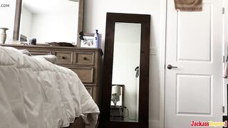 Spyin roomate into the bedroom - concealed voyeur webcam
