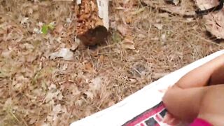 Taking his penis rough inside the woods