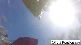 Olivia has some summer fun into the pool