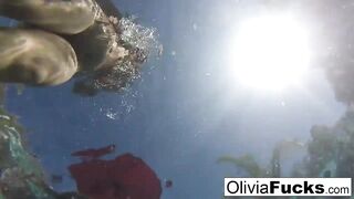 Olivia has some summer fun into the pool