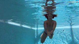 Chubby Hottie Puzan Bruhova swims nude inside the pool