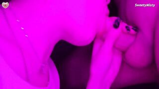 Goddess Passionate Blows Huge Penis to Cum into Mouth Closeup