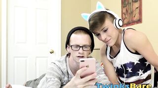 Twinks having hardcore bareback and dick sucking