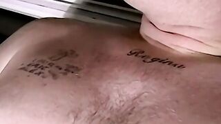 Chubby guy jerks off and makes his dick hard