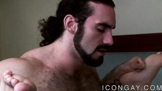 Muscular hunk Jaxton Wheeler spreads his gay lover ass