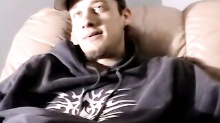 Handsome amateur jerking off his thick cock in kinky solo