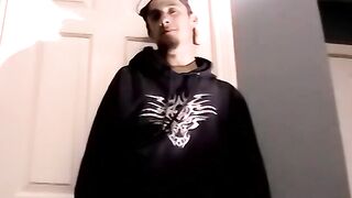 Handsome amateur jerking off his thick cock in kinky solo