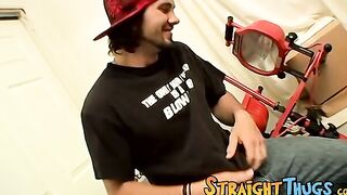 Hot looking straight dude jerking it off for the camera