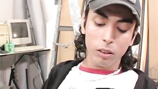 Cute Latino twink fucked bareback after passionate blowjob