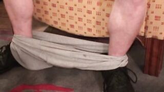 Hung mature daddy masturbates before a massive cumshot
