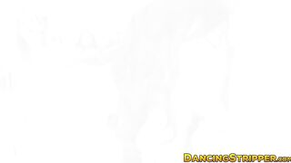 Kinky ebony brunette eats whipped cream from rock hard cock