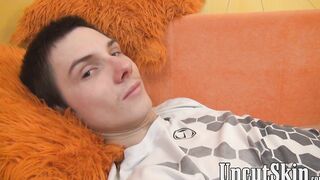 UncutSkin.com - Ass bandit Eryk plays with his uncut rock solid cock solo