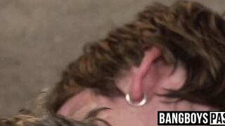 Twink with a wonderful little booty hole seduces two studs