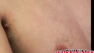 Amateur shows off his hairy cock in an interview and jerks