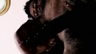 Black amateur masturbates his BBC solo and cums