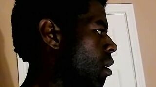 Black amateur masturbates his BBC solo and cums
